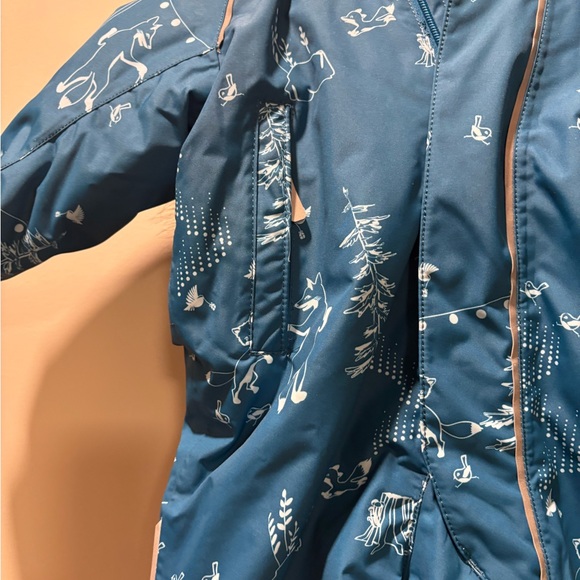 Reima Baby Girl Blue Animal Print Waterproof Snow Suit with Fur Hood, 9-12 Month - Picture 2 of 8